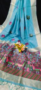 Printed Jute Butti Soft Silk Sarees Party Wear