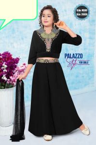 Plain Terrycot Top Palazzo Set Party Wear
