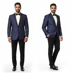 Mens Italian Fabric Navy Blue Blazer