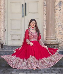 Red Anarkali Suit Set