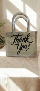 Happinzo Plain- DTF Sticker Printed Jute Hamper Bags For Shopping