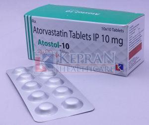 Atostol 10mg Atorvastatin Tablets, Packaging Type : Blister Pack