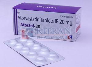Atostol 20mg Atorvastatin Tablets, Packaging Type : Blister Pack