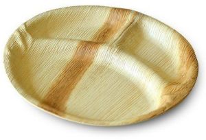 10 Inch Round 3 Compartment Areca Leaf Plate