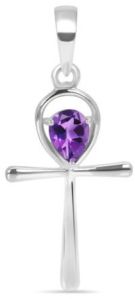 Ladies Amethyst Ankh Pendant