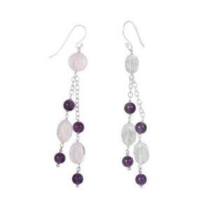 Ladies Amethyst Beads Hook Earring