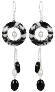 Ladies Black Zebra Jasper Earring