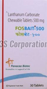 FOSBAIT LANTHANUM CARBONATE 250MG & 500MG, Packaging Type : Plastic Bottle