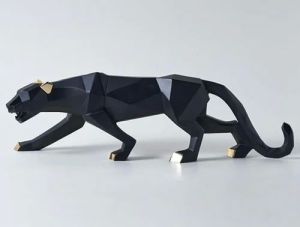 Polyresin Color Coated Decorative Jaguar Statue Showpiece