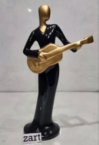 Color Coated Polyresin Lady Golden Music Instrumental Idol Showpiece