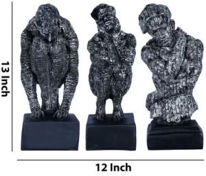 Zart Polyresin Color Coated Men Sitting On Different Poses Showpiece