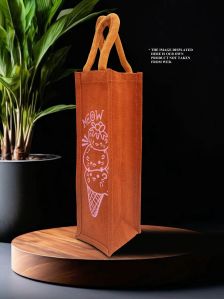 Printed One Bottle Jute Bag