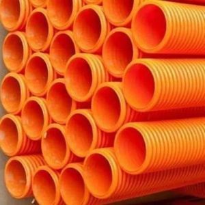 HDPE Double Wall Corrugated Pipes, Color : Orange, Length : 6 M For Drainage Water