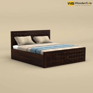 Diamond Hydraulic Storage Bed (King Size, Walnut Finish)