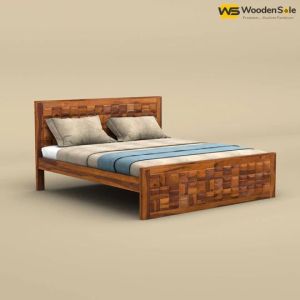 Diamond Without Storage Bed (King Size, Honey Finish)