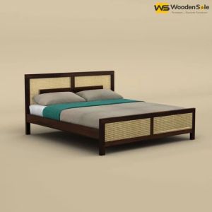 Wooden Sole Rattan Bed (king Size, Walnut Finish)