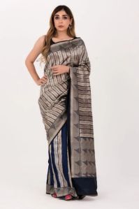 Black and Blue Banaras Katan Saree