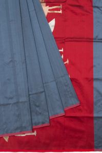 Grey Banaras Katan Silk Saree