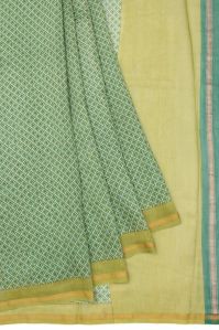 Women Green Chanderi Cotton Silk Saree With Diamond Butta