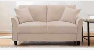 Plush Velvet Beige Two Seater Sofa