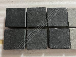 Unpolished Limestone Kadappa Machine Cut Cobble Stone, Color : Black