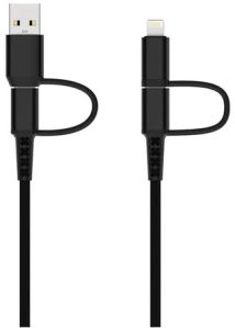 Lapcare Hook Braided Cable 4 In 1 Black (LTC-702)