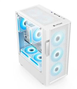 White Champ Gaming Computer Case With 4 RGB Fans (LGT-602)