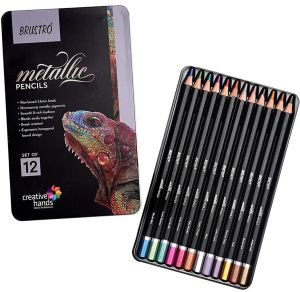 Artist Metallic Colour Pencil Set Of 12 Shades, 3.3mm Lead