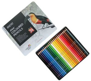 Artists Colour Pencil | Set Of 24 (In An Elegant Tin Box) | Ideal For Students