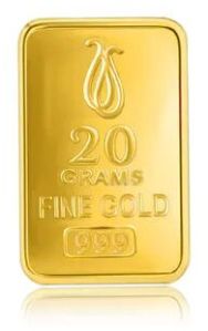 24K, 20g 999 Pure Gold Bar