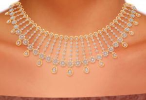 Glamorous Moon Diamond Necklace