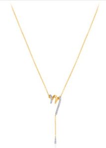 14K Gold Overlapping Ribbon Diamond Chain Pendant