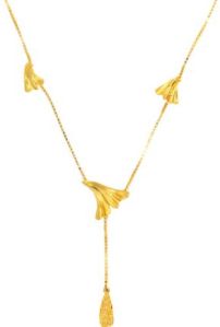 Sleek Deciduous Charm Gold Necklace