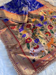 Paithani Silk Saree With Rich Contrast Weaving Pallu