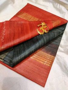 Pure Tussar Ghicha Zari Border Silk Saree