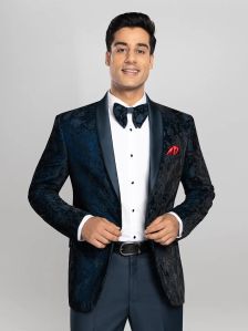 5 Piece Textured Tuxedo Suit – Teal Green