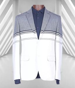 Blue And White Colored Striped Slim Fit Men’s Casual Blazer