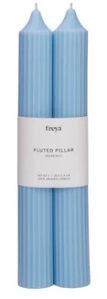 Set Of 2 Fluted Pillar Candles - Ocean Mist (Blue) - Tall