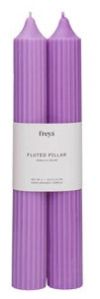 Set Of 2 Fluted Pillar Candles - Vanilla Cream (Purple) - Tall