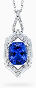 Intense Blue Cushion Shaped 4.03 Carats Women Tanzanite Pendant