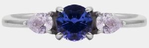 Intense Violet Round Shaped 0.52 Carats Women Tanzanite Ring TZ with Zircon