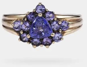 Intense Violet Round/trilliant Shaped 1.28 Carats Women Tanzanite Flower Ring