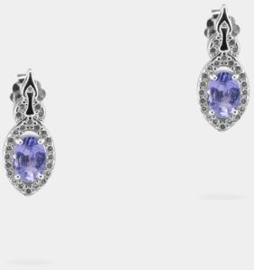 Light Violet Oval Shaped 1.58 Carats  Women Tanzanite Earrings