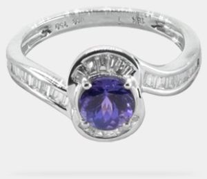 Vivid Blue Round Shaped 0.99 Carats  Women Tanzanite Ring