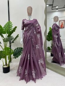 LIGHT PURPLE SHIMMERY TISSUE SILK SAREE