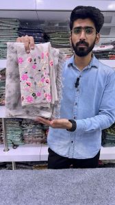 PRETTY LIGHT GRAY SHADE GEORGETTE SAREE