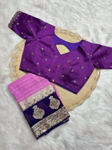 VISCOSE GEORGETTE ZARI STRIPE SAREE