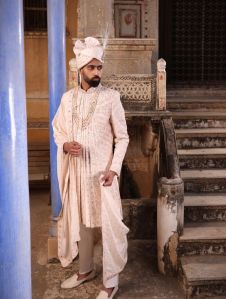 PEACH BLUSH EMBROIDERED MEN SHERWANI SET