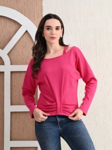 Women’s Full Sleeve Cotton Top with Stylish Front Design