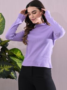 Women’s Knitted Regular Fit High-Neck Sweatshirt